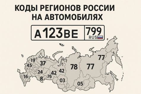 Коды регионов России на автомобилях